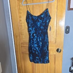 Windsor Black and Blue Sequin Mini Dress P2p 18 NWT Box A